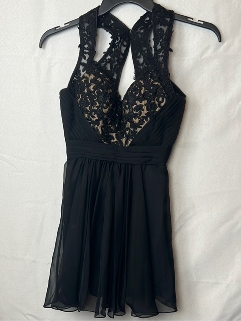 La Femme 20629 Black Lace Mini Dress Size 0 Prom Homecoming Hoco
